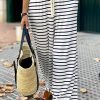 Women's High Waisted Striped Casual Pants With Drawstring Waist