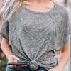 Women's Loose Slouchy Knitted Raglan Sleeves T Shirt - Soft And Cozy Knitted Fabric - Casual Style