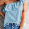 Women's Sexy Summer Tank Top With One Shoulder Ruffle Detail