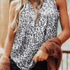 Tianshan Women's Leopard V Neck Tank Top | 95% Polyester + 5% Elastane | Casual Style | Sleeveless | V-Neck | Shift | Date