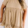 Plus Size Crinkle Textured Ruffle Trim Babydoll Top - Lightweight Material With Smocked Detailing And Uneven Ruffle Hemline