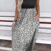 Black Leopard Patchwork Ribbed Maxi Dress With Pockets