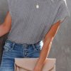 Women's Textured Knit Dolman Style Casual Fit Lightweight Knitted Crop Top