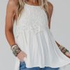 Women's Flowy Summer Tank Top With Lace Detail And Babydoll Silhouette