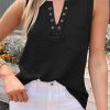 Tianshan Women's Tank Top - Waffle Knit Vest With Patch Pocket - Sexy V Neck With Eyelet Detail - Casual Style - All In Stock