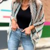 Exquisite Knitted Kimono Style Cardigan With Fish Scaled Texture