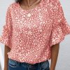 Pink Leopard Spotted Ruffle Sleeve T-Shirt