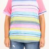 Multicolor Striped Plus Size Raglan Sleeve Top