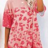 Pink Leopard Bleached Boyfriend T Shirt