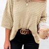 Apricot Textured Knit Drop Shoulder Tee