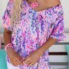 Pink Loose Painted Floral Tee