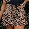 Leopard Print Smocked Waistband High Waist Casual Shorts