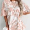 Women's Stylish Tie-Dye Tee - Crew Neck, Short Sleeve, Loose Fit, Unique Pattern