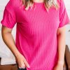 Rose Plus Size Ribbed Knit T-shirt