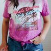 Rose Beach Holiday Graphic Bleached T-shirt