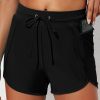 Women's High-Waisted Swimwear Bottoms With Adjustable Drawstring And Hidden Zip Pocket