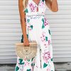 Women's Floral Print Bohemian Style Fit And Flare Dress For Vacation - Summer Season