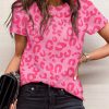 Women's Summer Leopard Print T Shirt - Short Sleeve Crew Neck Design - Soft Material With Flattering Fit - Bold Design With Pop Of Color