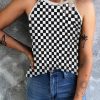 Stylish Plaid Tank Top With Checkered Print For Women