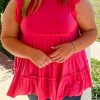 Red Layered Ruffle Plus Size Tank Top