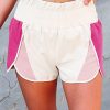 Women's High Waisted Shorts - Color Block Detailing, 100% Polyester, Active Style, Summer Outfit