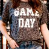 Women's Graphic Tee With Leopard Print And GAME DAY Graphic - Tianshan