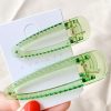 Clear Transparent Two Piece Hair Clip | Resin Daily Hair Clip | Green Solid Hair Clip