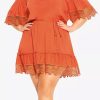 Plus Size Crochet Detail Belted Off Shoulder Dress - Elegant, Comfortable & Versatile