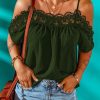 Shoulder-Exposed Women's Top With 3D Floral Detail