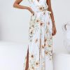 White Poppy Print Belted Cami Wide Leg Jumpsuit