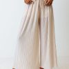 Apricot Drawstring Wide Leg Pleated Pants