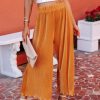 Orange Cropped Pleated High Waist Wide Leg Pants