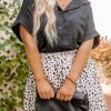 Black Plus Size Crinkle Textured Short Sleeve Shirt