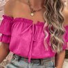 Rose Boho Frilled Off The Shoulder Blouse