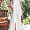 White Frilled Spaghetti Strap Wide Leg Jumpsuit