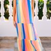 Stripe Tiered Tie Shoulder Straps Maxi Dress