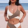 Khaki Colorblock Bikini With Knotted Back Detail