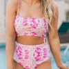 Seductive Watercolor Flower Print One Piece Swimwear With Cutout Detail