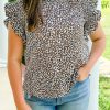 Plus Size Leopard Print Ruffle Tank Top