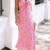 Flower Print Front Cut Out Maxi Dress For Women - Perfect For Summer Occasions