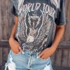 Gray WORLD TOUR Graphic Print Mineral Washed Tee