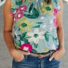 Multicolor Plus Size Floral Print Ruffle Trim Tank Top