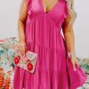 Rose Plus Size Ruffled Sleeveless Babydoll Mini Dress