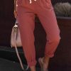 Solid Color Drawstring High Waist Harem Pants