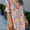 Boho Floral Printed Flutter Sleeve Dress