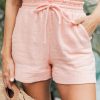 Pink Drawstring Waist Pocketed Lounge Shorts