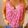 Leopard Print Tank Top With Floral Lace Patch