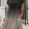 Trendy Cheetah Print T-Shirt Dress With Pockets For Women