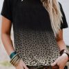 Black Ombre Leopard Print T-shirt