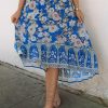 Bohemian Floral Skirt With Smocked Waist And Flowy Design